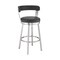 Armen Living Kobe 30" Bar Height Swivel Bar Stool in Brushed Stainless Steel Finish and Black Faux Leather 721535761791 - alternate 1